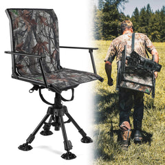 KEMIMOTO 360 Degree Silent Swivel Blind Hunting Chair 320 Lbs Camo Height Adjustable Quick Folding Portable Comfortable Hunting Deer Fishing Ground Chair