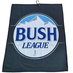 Festi Daze Bush League Golf Towel Microfiber Cloth with Carabiner Clip Funny Golf Towel Golf Bag Towel Golf Club Cleaner Towel