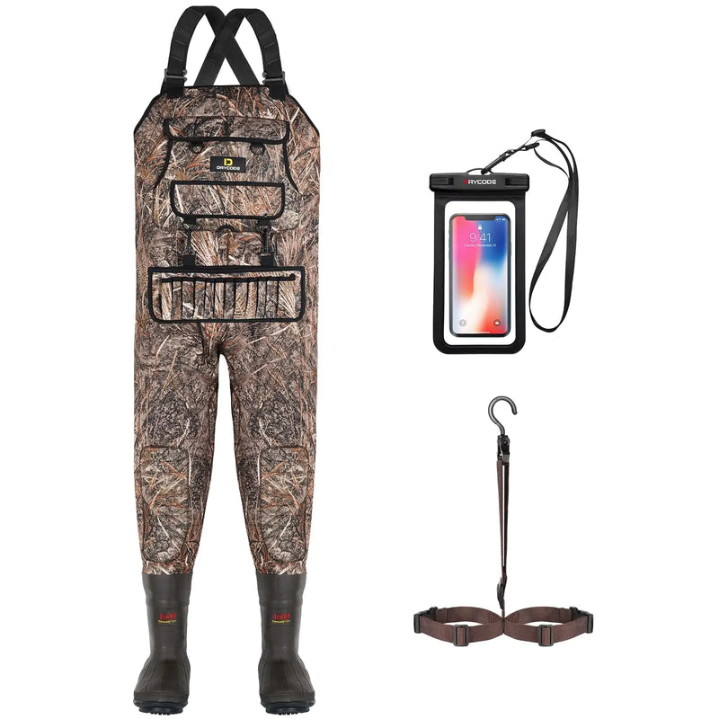 DRYCODE Chest Waders for Men with 1600g Boots Waterproof Fleece-Lined Insulated Wader with Boot Hanger for Hunting