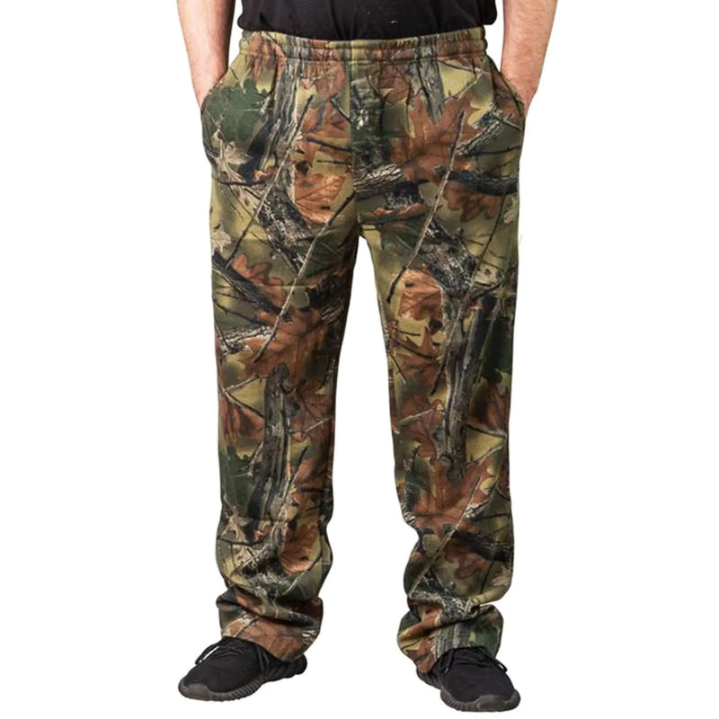 TrailCrest by Treel Highland Timber Open Bottom Lounge Hunting Sweatpants Camo XL