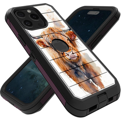 FGDRFGRW Designed for iPhone 15 Pro Max 6.7 Inch CaseHeavy-Duty Rugged and DurableShockproof Hybrid Dual-Layer Armor Protective ShellWatercolour Highland Cow