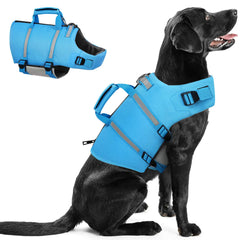 Queenmore Dog Life Jacket XXL Dog Life VestHigh Floating Pet Life Vest for SwimmingLightweight Adjustable Puppy Life Preserver for BoatingDog Water Vest with Back ZipRescue HandleHook (Blue XXL)