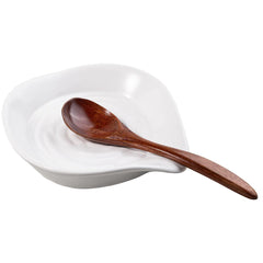 Karisky Spoon Rest for Stove Top 5 Inch Ceramic Spoon Holder for Kitchen Counter Cooking Spoon Holder for Utensils Coffee Spoons Spatula Ladle Tongs White