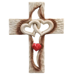 Oooct Carved Cross Cross Wall Decor Resin Love Cross Never Separates Love Cross Great Christian Gift Wall Art Gift Home Living Room Decor 6.88×5.23 Inches