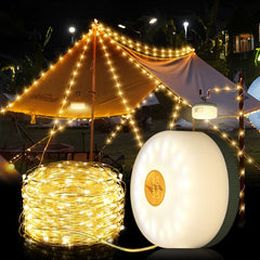 Geisofu Camping String Lights Outdoor Warm Lighting1500mAh USB Portable Rechargable Camping Lights String 26.2FT with 5 Lighting ModesWaterproof Camping Tent Lights for Party&Halloween(Green)