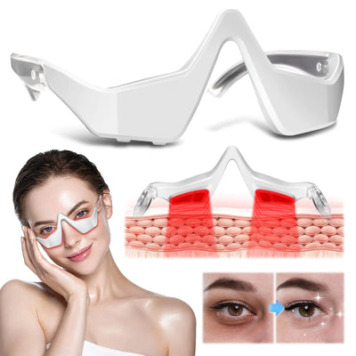 Botanique-Paris Under Eye Light Therapy Massager Glasses 2 Modes Light Therapy for Eyes with Eye Massage for Relieve Eye Fatigue Eye Bags Dark Circles (White)