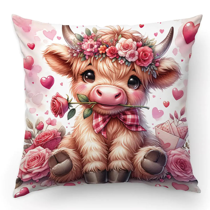 Valentines Pillow Covers Highland Cow Pillow Covers Cow Decorative Throw Pillows Cow Decor for Bedroom Highland Cow Bedding Soft Flannel Fluffy Couch Pillow Covers for Home Sofa Living room Office