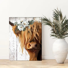 Frameless Fun Cow Canvas for Country Farmhouse Decor