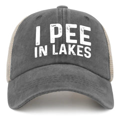 BEIXBE I Pee in Lakes Trucker Hat Men Vintage Mesh Cap for Fall Gray