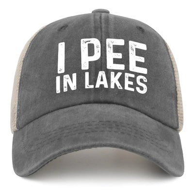 BEIXBE I Pee in Lakes Trucker Hat Men Vintage Mesh Cap for Fall Gray