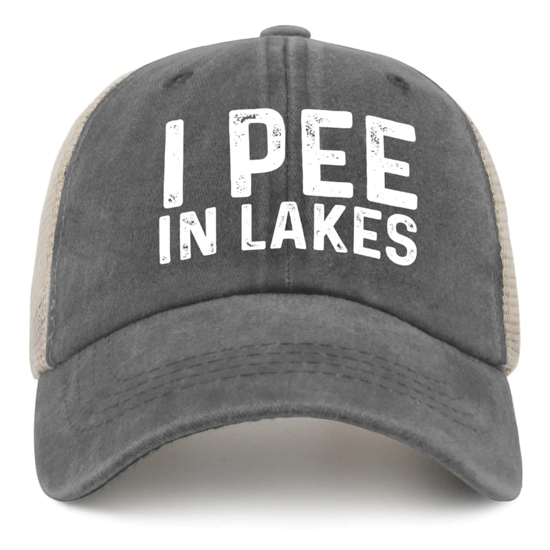 BEIXBE I Pee in Lakes Trucker Hat Men Vintage Mesh Cap for Fall Gray