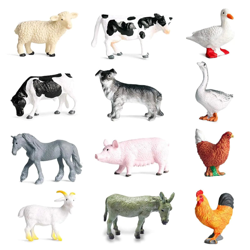 RUSON 12 Pcs Farm Animals Figures Toys Realistic Mini Farm Barn Animal Figurines Cake Topper Toy Set Christmas Birthday Easter Egg Gift Party Supplies for Kids Toddlers