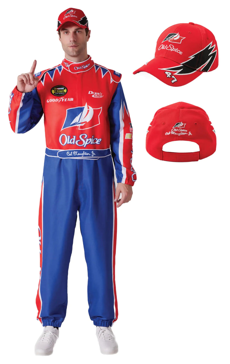 Maxim Party Supplies Jumpsuit Men Race Car Driver Costume With Embroidered Hat Mens Halloween Costume Cosplay (Red X-Large)