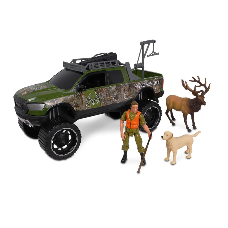 NKOK 1:18 Realtree 8 Piece Ram 1500 Rebel Elk Hunting Playset Allows Children to Pretend Play and Use Their Imagination Hunting Playset for Ages 3 and up