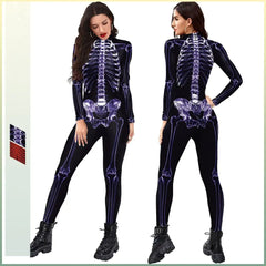 3D Printed Funny Skeleton Halloween Costume Jumpsuit