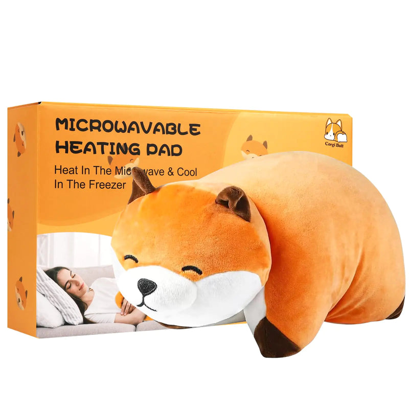 Microwave Heating Pad Fox Heatable Stuffed Animals for Cramps Pain Relief Cute Soft Cozy Pillow Plush Heatable Warmies Stuffed Animals Gifts for Women Teens