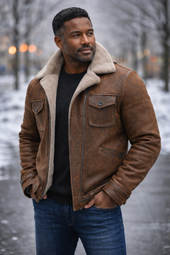 Autumn And Winter Men's Retro Brown Suede Casual Jacket