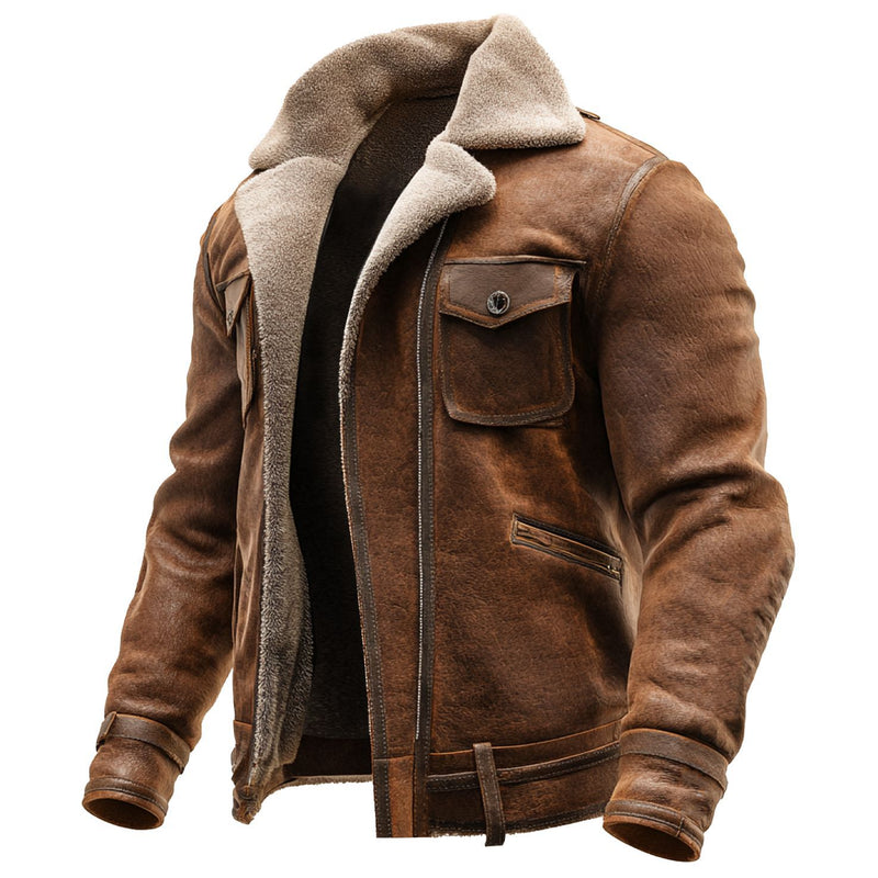 Autumn And Winter Men's Retro Brown Suede Casual Jacket