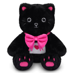 LSYDCARM Cat Stuffed Animals Valentines Plush Cute Black Cat Plush with Envelope Valentines Day Stuffed Animals Soft Stuffed Black Cat Valentines Day Gift for Kids Girls Girlfriend Boyfriend