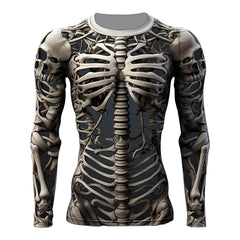 DOPRISIC 3D Print Skeleton Shirts Men Halloween Costumes Shirts Funny Long Sleeve Graphic Tees Streetwear Casual Tee Tops Halloween Shirts Skeleton Halloween Mens Shirt