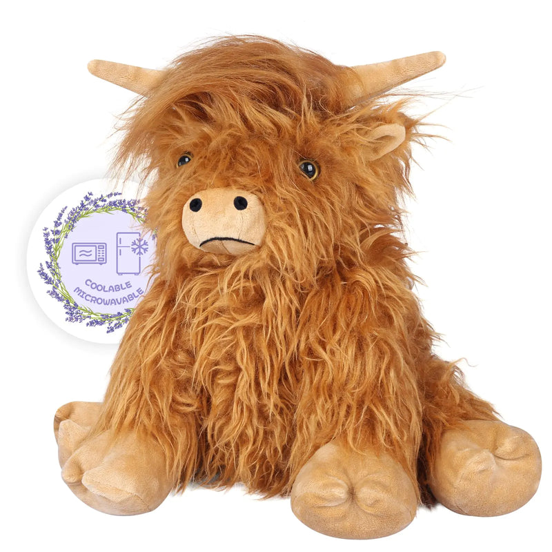 SuzziPals Highland Cow Stuffed Animals Microwavable Stuffed Animals Heating Pad for Cramps & Pain Lavender Scented Highland Cow Plush for Stress Relief Stuffed Cow Gifts Plush Toys Highland Cattle